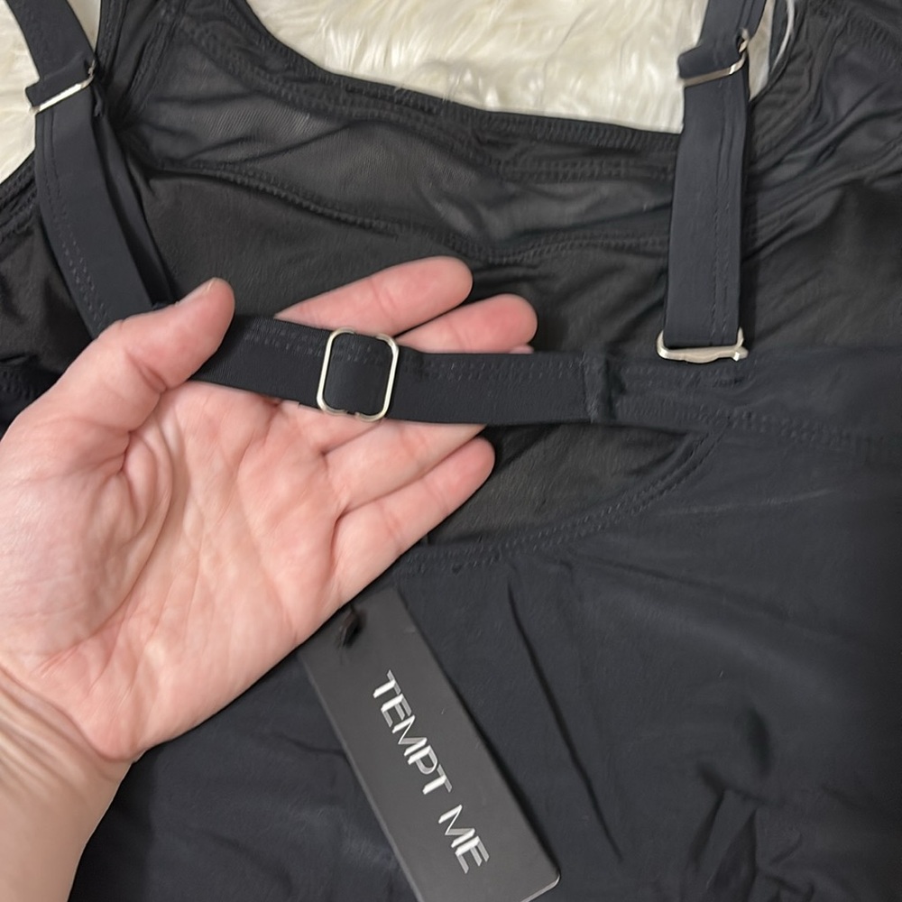 NWT From Amazon Tempt Me Women’s One Piece Black See Through Mesh Detail Swim M - Picture 9 of 16